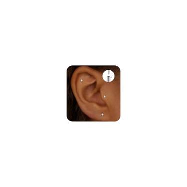 Imagem de Brincos hipoalergênicos de cartilagem de costas planas para mulheres 18G ouro titânio tragus CZ flatback hélice prata piercing sem fio 14K pequeno brincos pequenos joias, Flower (2pcs), Titânio