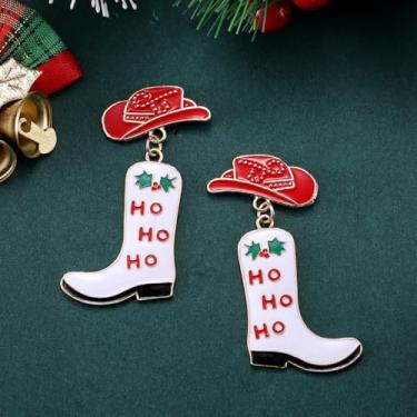 Imagem de Brincos de Natal para mulheres, botas, brincos de Natal, acessórios de bijuteria de fantasia