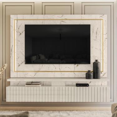 Imagem de Painel Bancada Suspensa Com Led Tvs Até 75 Polegadas Gaia - Calacata-off White