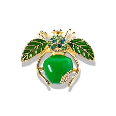 Imagem de RLHRNDE Broche vintage cristal fruta inseto para mulheres homens outono pinha morango limão broches esmaltados banhado a ouro festa de casamento baile de ação de graças joias presente, Medium, Metal