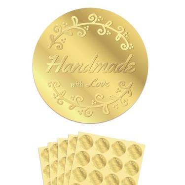 Imagem de Rovella 100 peças de etiquetas de lembrancinhas em relevo, etiquetas douradas, selos de envelope, decoração de convites de casamento, adesivos de lembrancinha de festa para selagem, prêmios