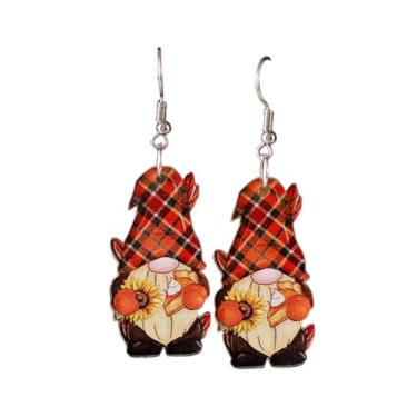 Imagem de Brincos criativos de goblin de Ação de Graças, engraçados, torta de leite, chá, abóbora, girassol, joias de outono e férias para mulheres, Zinco, Sem pedra preciosa