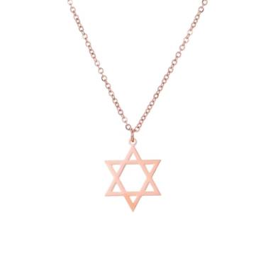Imagem de JunRover Joias judaicas de aço inoxidável – Pingente de estrela de Davi, mão Hamsa, menorá/mapa de Israel – Colar de Israel para mulheres e homens – Presentes religiosos para Hanukkah, Bar Mitzvah