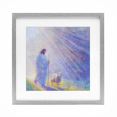 Imagem de Stupell Industries Impressão emoldurada cinza pastor luz guia sob vidro, design por Ivan Guaderrama, 13 x 13