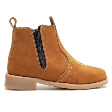 Imagem de Botina Infantil de Couro Legitimo - Bota Country - Botina Chelsea Jequinha de Ziper e Elastico (Milho, 32, BR, Criança de 4 a 8 anos, Numérico, 32)