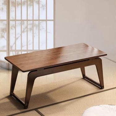 Imagem de Mesa de centro japonesa, pequena mesa de chá, mesa lateral moderna, mesa baixa retangular multifuncional, para janela flutuante, tatami, sala de estar, sala de estar (marrom, 90 cm)
