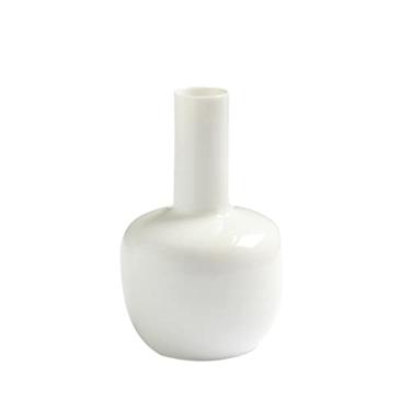 Imagem de Yalych Vaso decoração escritório pequeno vaso moderno branco cerâmica doce branco inserção de flor chinesa decoração de sala de estar 12 x 2,5 cm decoração de casa