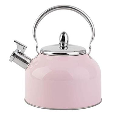 Imagem de Chaleira de assobio, bule de indução de aço inoxidável de 2,5 L para fogão a gás de cozinha e acampamento, design durável com alça confortável (A)