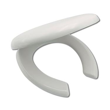 Imagem de Acessórios para assento de vaso sanitárioAssento de vaso sanitário dianteiro aberto assento de vaso sanitário alongado macio com tampa, assento de vaso sanitário frontal aberto liberação rápida fácil