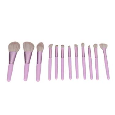 Imagem de Conjunto de pincéis de maquiagem profissional com 12 peças de base cosmética macia e fofa, blush em pó, sombra, ferramentas de beleza facial, kit de pincel portátil roxo elegante