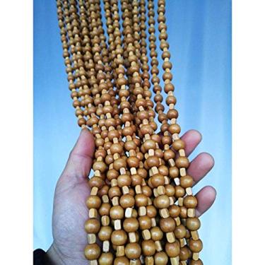 Imagem de Cortinas de porta com contas marrom claro para portas, cortina de cordão de contas de madeira para divisores de quarto, decoração retrô para pendurar em casa, personalizável (tamanho: 29 fios-80 x 80