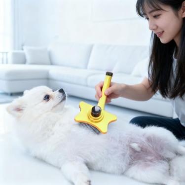 Imagem de Yunir Escova para Animais de Estimação para Cães e Gatos, Partículas de Massagem Autolimpantes, Remove Cabelos Soltos, Pente Seguro, Durável, Alça Ergonômica, Conveniente, Agradável para Donos de