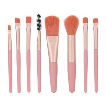 Imagem de Conjunto de pincéis de maquiagem profissional, 8 peças, pincéis cosméticos de cerdas macias premium para base impecável, mistura de pó, contorno, maquiagem, mulheres, meninas, (Rosa)