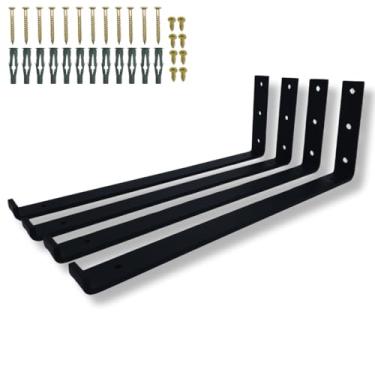 Imagem de Kit 4 Suportes L 35cm Design Multiuso Mão Francesa Aço Alta Resistência Cantoneira De Parede (Preto)