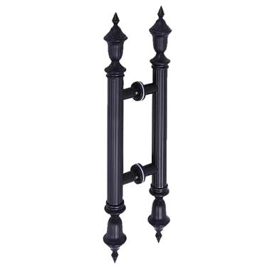 Imagem de STXYANGV Barra de puxador de porta estilo europeu, substituição de peças de alça de aço inoxidável, puxadores de porta de cozinha principal francesa de luxo, fácil instalação (cor: preto fosco