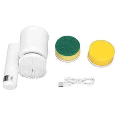Imagem de Escova giratória elétrica portátil com cabeças de escova de reposição para banheiro, banheira, limpeza de cozinha, material ABS 1200mAh Bateria