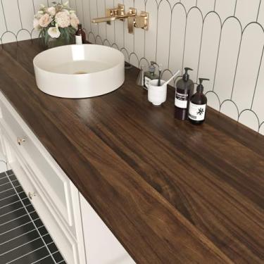 Imagem de Skyblur Papel de contato de madeira marrom para coutertops à prova d'água de vinil de grão de madeira papel de parede autoadesivo vintage nogueira papel de contato para armários cozinha backsplash 40