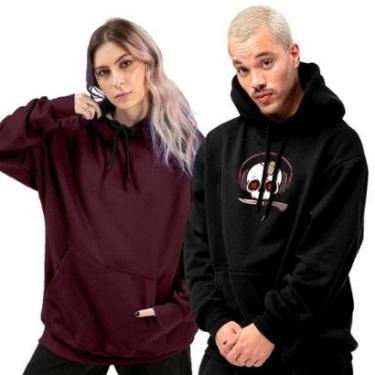 Imagem de Kit 2 Blusas De Moletom Com Capuz Modelo Canguru Unissex-Unissex