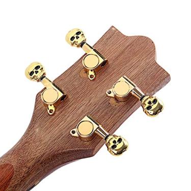 Imagem de Alomejor 6 Peças de Afinação de Ukulele Em Formato de Caveira Dourada Com Ajuste Estável para Virador de Ukulele de 4 Cordas