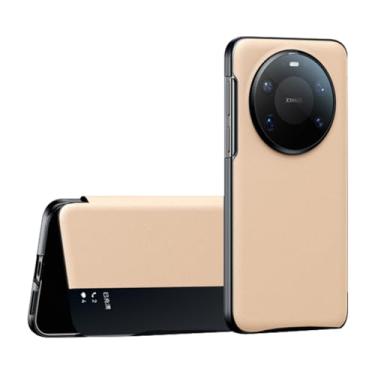 Imagem de HAOMRIYL Capa flip para Huawei Mate 80 Pro Max/80 Pro/80, Smart Clear View Window Slim Vegan Leather Cover All Inclusive Capa de proteção à prova de choque, dourada, 80 Pro