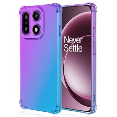 Imagem de Osophter Capa para Oneplus 15: Mulheres Meninas Cantos Reforçados TPU Absorção de Choque Flexível Cor Gradiente para Oneplus 15 Capa de Telemóvel (Roxo Azul)