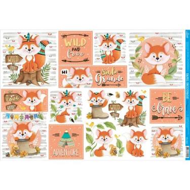 Imagem de Papel para Decoupage Litoarte 49x34,3cm Raposa Selvagem e livre - PD-1