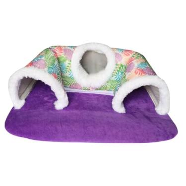 Imagem de Ｂｅｓｇａ Túnel para esconderijo de porquinho-da-índia, brinquedo para pequenos animais, 3 cavernas removíveis, gaiolas resistentes, casa quente multiuso para, Roxo