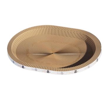 Imagem de IEUDNS Arranhador para gatos, cama de arranhar, descanso multifuncional, cama de papelão para brincar, tapete arranhador para gatos em ambientes internos, Oval M