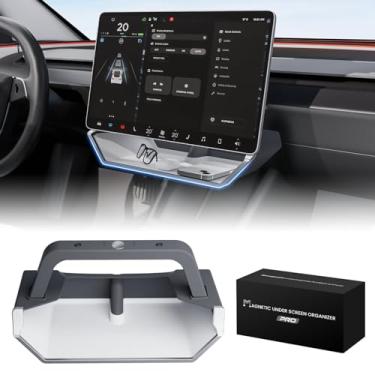 Imagem de Klutchtech Para Model Y Juniper Under Screen Storage Organizer 2025-2026 Upgrade, Model 3 Highland Center Console Organizer Tray 2024-2026 para Tesla Model Y Juniper Accessories, branco