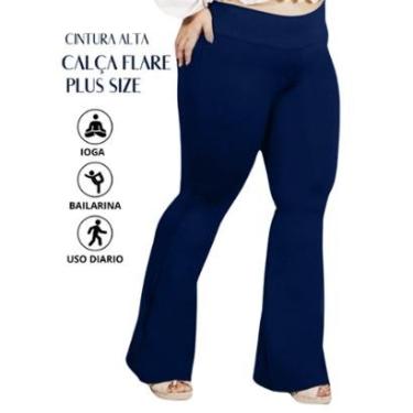 Imagem de Calça Flare Bailarina Plus Size G1 G2 G3 G4 Cós Alta Em Suplex WOLFOX-Feminino