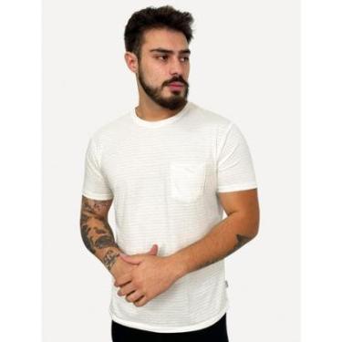 Imagem de Camiseta King & Joe Masculina Linho Slim Pocket Off-White-Masculino