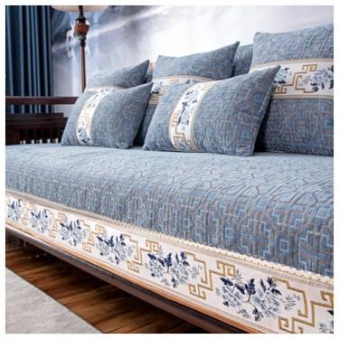 Imagem de SPXMQSS Capas para sofá, cobertura sofá Chaise Longue, chenille super macia capa de sofá sofá em forma de L capas universais para sofá, antiderrapante, protetor sofá C 110 x 110 cm