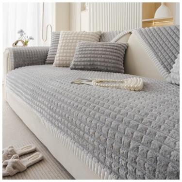 Imagem de SPXMQSS Capas de sofá para sofá, capas de sofá espessas de 1/2/3/4 lugares, capa de sofá universal de flanela super macia antiderrapante para sofá em forma de L protetor de móveis A 70 x 90 cm