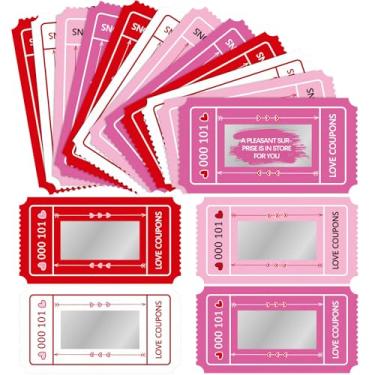 Imagem de Kosiz Conjunto de 6 peças de bilhetes para a cidade dos namorados com 6 peças de raspadinhas, bilhete de papel unidirecional, relacionamento romântico, presentes de aniversário para ele, marido