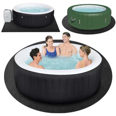 Imagem de Tapete redondo para banheira de hidromassagem de 254 cm de diâmetro, almofada inflável ao ar livre interna, antiderrapante absorvente de água, acessórios portáteis para piscina de spa para proteger a