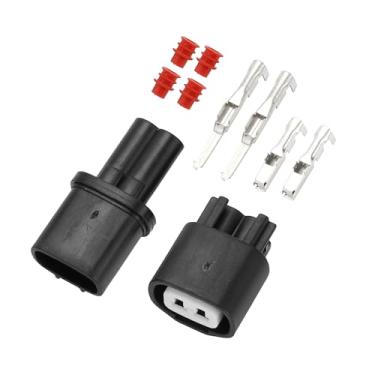 Imagem de Partuto Plugue conector de sensor ABS de 2 pinos - conector terminal de fio fêmea macho para carro - para Toyota plástico preto - 1 conjunto