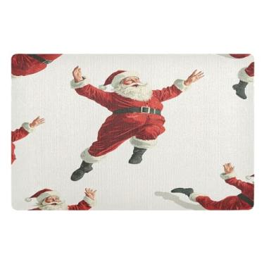 Imagem de STAYTOP Tapete de porta feliz Papai Noel, entrada externa, 81 x 50 cm, tapete de boas-vindas ao ar livre/interno, tapetes de banho fofos, capacho frontal antiderrapante para entrada, pátio, áreas de
