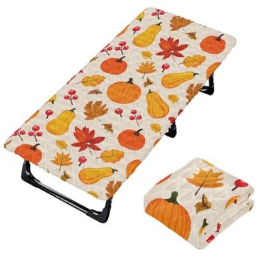 Imagem de Burbuja Lençol de berço de abóboras de outono para crianças, lençol de cochilo acolchoado portátil com faixa elástica para meninas e meninos, lavável na máquina, 63,5 x 127 cm