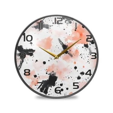 Imagem de YETTASBIN Relógio de parede acrílico com respingos de tinta aquarela - Silencioso, sem tique-taque, operado por bateria, relógio redondo decorativo criativo para cozinha, sala de estar, banheiro