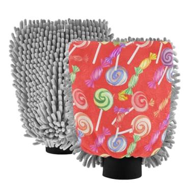 Imagem de STAYTOP Luvas coloridas para lavagem de carro, 2 peças, luvas de microfibra de chenille, sem arranhões, panos de esponja de lavagem ultra absorventes para carros, limpeza doméstica - L