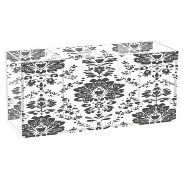 Imagem de Burbuja Porta-canetas de acrílico Polish Folk Ornaments com 4 compartimentos, suporte de lápis transparente para pincéis de maquiagem fixos, acessórios de mesa de escritório em casa