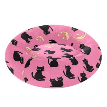 Imagem de SEHANY Cama de cachorro com estampa de gatos fofos, removível e lavável, pequena, redonda para gatos, cama fofa super macia para animais de estimação com fundo antiderrapante para cães pequenos e