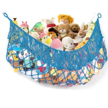 Imagem de PrimZooty Stuffed Animal Hammock - Extra Large 63'' Long, Stuffed Animal Storage, stuffed animal Holder net, Toy Hammock Large, Toy Storage Hanging Organizer - Peacock blue