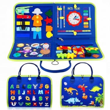 Imagem de Brinquedo de Atividades Educativo Montessori Sensorial Baby Azul Maleta de Atividades