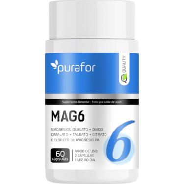 Imagem de Mag6 | Suplemento Magnésio 6em1| Quelato, Taurato, Dimalato | Alta Absorção | Recuperação e Equilíbrio | 60 Cápsulas