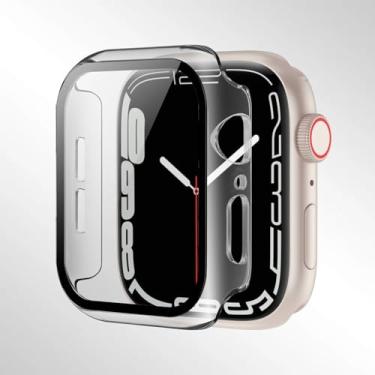 Imagem de Compatível com Apple Watch séries 10/9/8/7/6/5/4 40/41/44/45/42/46 mm, com um protetor de tela de vidro temperado e uma capa rígida de PC para proteção total. (46 mm (S10), transparente)