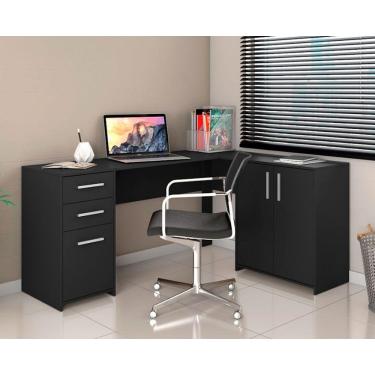 Imagem de Mesa Office Escrivaninha 2 Portas 3 Gavetas Nt2005 Notável Preto Tx