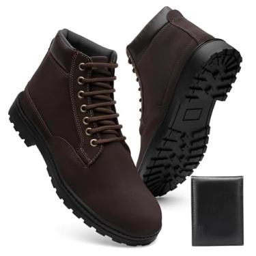 Imagem de Coturno Masculino Couro Reforçado Design Atual com Solado Antiderrapante Acompanha Carteira