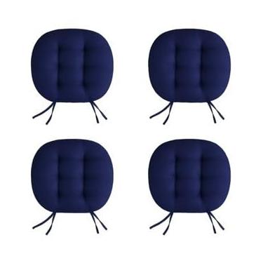 Imagem de Kit de Assentos De Cadeira Futon 40x40 - Liso Redondo Oxford Macio e Confortável com Amarração (Azul,4)