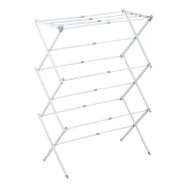 Imagem de Varal Vertical Retrátil de Chão, Branco e Cinza, Ferro e PP, 11 Varetas Extensíveis, Capacidade 10kg, 103x37x40cm